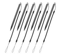 POPETPOP Stylet D'écran Résistif en Aluminium et Cuivre avec Corde Anti-Perte, Haute Précision pour Téléphones et Tablettes, Pack de 6 Stylos Tactiles Noirs