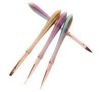 POPETPOP Stylos à ongles en gel Lot de 4 Pinceaux à rayures pour nail art Pointes multiples Tracés précis Détails fins Débutants DIY
