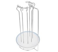 POPETPOP Support Brochettes pour Barbecue en Acier Inoxydable avec Plateau Égouttoir, Crochet Sécurisé, pour Légumes et Kebabs Lors de Repas en Plein Air en Famille