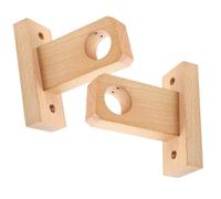 POPETPOP Support De Tringle à Rideau en Bois Massif Carré Simple Trou - Lot De 2 - Fixation Murale Robuste - Design Minimaliste - pour Chambre Salon Bureau - Accessoires De Montage