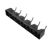 POPETPOP Support Mural Porte-balai en Plastique Pp Noir, Organiseur Multi-usages 5 Positions et 6 Crochets, Étagère de Rangement pour Salle de Bain, pour Balai et Serpillière, sans Perçage