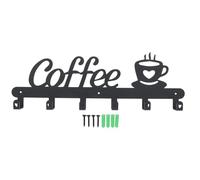 POPETPOP Support Mural pour Tasse à Café en Fer Noir Crochets pour Suspendre et Sécher les Mugs, Design Vintage Créatif pour Maison ou Café, 1 Set Matériel de Fixation