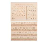 POPETPOP Tableau Braille Portable en Bois Beige avec Points en Relief et Bouton de Grande Taille, Outil Éducatif Solide pour Aveugles et Personnes Malvoyantes, Lot de 2 Pièces