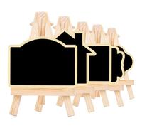 POPETPOP Tableaux Mémo en Bois Trépied, 5 Petits Panneaux Ardoise pour Bureau et Restaurant, Formes Variées pour Messages Faciles à Partager