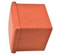 POPETPOP Tabouret de Rangement Pliable 30x30x30cm, Coton Lin Orange | Usage Assise et Repose-pieds, pour Placard et Chambre Bébé, Aspect Soigné, Texture Confortable