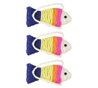 POPETPOP Tapis à Griffer Protège Meubles pour Chaton en Sisal Forme Poisson Couleur Aléatoire Lot de 3 Jouet Interactif Suspendu et Divertit Votre Animal pour Chat Intérieur