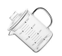POPETPOP Tasse à Mesurer en Verre Borosilicate 350ml avec Couvercle, Graduation Claire Cuisine, pour Café, Lait et Micro-ondes, Présent Pendaison de Crémaillère