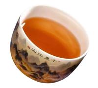 POPETPOP Tasse à Thé en Céramique Artisanale 125 Ml Petite Tasse à Thé Chinoise Vintage Décorée la Main Motif Paysage Traditionnel et Dégustation Entre Amis