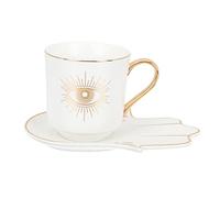 POPETPOP Tasse à Thé Turque Céramique avec Motif Œil Protecteur Élégant pour Café Lait Jus Maison et Café