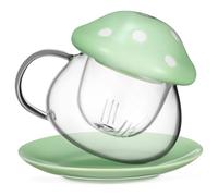POPETPOP Tasse à Thé Verre avec Infuseur Céramique Couvercle et Sous Verre Résistance Haute Température Infusion Thé Parfumé et Boissons Variées