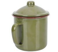 POPETPOP Tasse Émaillée 10 CM Vert Militaire Couvercle, Mug à Thé Multifonction pour Maison, Camping et Bureau en Métal Robuste