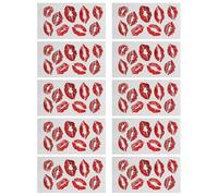 POPETPOP Tatouages Temporaires Lèvres 10 Pcs Autocollants Imperméables Effet Motifs Rouges Réalistes Kit Décoratif pour Visage et Corps Halloween et Saint-Valentin