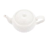 POPETPOP Théière Décorative Motif en Relief en Céramique Blanche 900cc le Thé Élégante et Délicate Amis