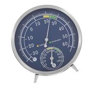 POPETPOP Thermohygromètre Analogique en Acier Inoxydable pour Contrôle Température et Humidité Intérieur et Extérieur, Usage Maison, Montage Mural ou Pose sur Table