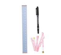 POPETPOP Toise de Mesure de Hauteur Garçon et Filles en Toile Bleu Clair Mètre Ruban et Stylo Marqueur, Outil Mural pour Maternelle et Chambre D’garçon et Filles, Décoration Fonctionnelle Suspendue