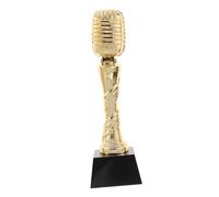 POPETPOP Trophée Microphone Résine pour Concours de Chant Récompense de Compétition Musicale Décoration Esthétique pour Bibliothèque Souvenir Unique et Résistant