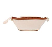 POPETPOP Trousse de Maquillage Double Couche Côtelé Grand Sac de Rangement Cosmétique Portable Beige et Marron Trousse Voyage Pratique pour Accessoires de Beauté et Toilette