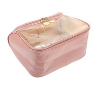 POPETPOP Trousse de Toilette Transparente Capacité Spacieuse Oxford et PU Sac de Maquillage Portable et Léger pour Voyage Rangement Multi-Poches pour Cosmétiques et Articles de Toilette