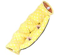 POPETPOP Tunnel Pliable Jaune 2-en-1 pour Lapins et Chats, Lit et Tunnel en Flanelle Semi-Circulaire, Maison et Cachette Intérieure pour Petits Animaux, Interactif Solide pour Lapins