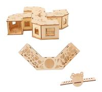 POPETPOP Tunnel pour Hamsters Amusant et Labyrinthe D’Exercice en Bois Naturel, 2 Pièces avec Tunnel 4 Directions et Balançoire, Petit Jouet pour Animaux de Compagnie, Adapté aux Gerbilles