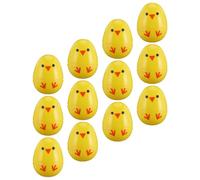 POPETPOP Œufs de Pâques à Ouvrir 12 Pièces en Plastique Résistant Impression Petits Poussins, Décorations Festives pour Garçon et Filles, Jouets Créatifs et Accessoires pour Fête de Pâques