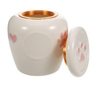 POPETPOP Urne Funéraire Céramique pour Petits Animaux 600 ML, Urne Commémorative Étanche pour Cendres de Chats et Chiens, Coffret Souvenir Portable avec Empreintes de Pattes pour Usage