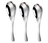 POPETPOP Vaisselle Ménagère Tête Ronde Lot de 3 Cuillères en Acier Inoxydable 304 Poignée Ergonomique Résistante et Adaptée la Cuisine Quotidienne
