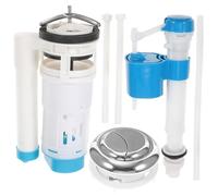 POPETPOP Valve Flotteur pour Chasse de Wc Silencieuse Kit de Remplacement avec Bouton Poussoir Système de Remplissage et Double Chasse Compatible Cuvette et Réservoir Standard Facile à