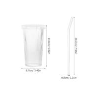 POPETPOP Verre à Boire Transparent avec Couvercle et Paille Gobelet Verre Réutilisable pour Café Lait Thé et Jus Simple et Pratique pour Maison et Bureau Réutilisable