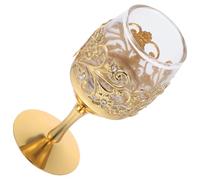 POPETPOP Verre à Liqueur Vintage en Métal Doré, Petit Gobelet Gravé, Coupe à Whisky et Spiritueux, pour Fête, Camping et Dégustation à Domicile, Design Rétro Élégant, 1 Pièce