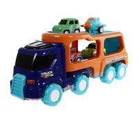 POPETPOP Voiture à Inertie Double Couche Bleu Camion D’Ingénierie Sonore et Lumineux pour Garçon et Filles Véhicule Coulissant Éducatif Interactif pour Développement Cognitif Jeu