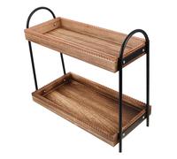 POPETPOP Wooden Bathroom Countertop Rack Vanity Tray Organizer for Skincare Makeup Kitchen Storage Space-Saving Counter Shelf