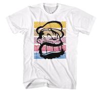 Popeye The Sailor Man Cartoon Bluto Multi Color Stripes Men's T Shirt Whites