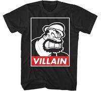 Popeye The Sailor Man Iconic Cartoon Characters Men's T-Shirt Brutus The Villain Black One Size