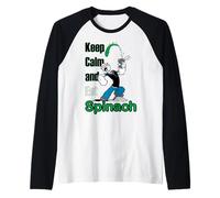 Popeye The Sailor Man Keep Calm & Eat Spinach Bande dessinée rétro Manche Raglan
