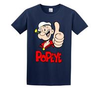 Popeye The Sailor Man Logo T-Shirt Graphic Unisex Tee Shirt Navy S
