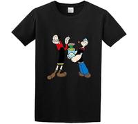 Popeye The Sailor Man Popeye E Olivia Palito Men Cotton T Shirt Black Colour9 L Black 3XL