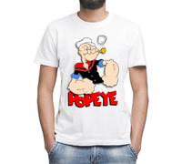Popeye The Sailor Red Logo T-Shirt Classique Homme Col Rond Manches CourtesT-Shirt Classique Homme Col Rond Manches Courtes X-Large