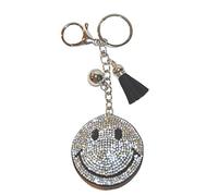 Popfizzy Porte-clés bling-bling, breloque en strass, porte-clés de sac à dos, breloques de sac à dos, porte-clés, Smiley Face (argent), taille unique