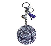 Popfizzy Porte-clés de volleyball violet pour adolescentes et femmes, breloque de sac à dos de volleyball en strass, cadeaux de volley-ball, accessoires de volleyball, Ballon de volleyball violet/argenté (argent), taille unique
