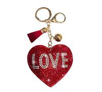 Popfizzy Porte-clés double face pour femmes et filles, breloque de sac à main scintillante, breloque de sac à strass, cadeau cool pour femme, Cœur rouge double face (doré), taille unique