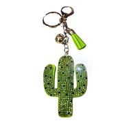 Popfizzy Porte-clés en cristal pour femmes et filles, porte-clés de sac à dos, breloques de sac à main, breloques de sac, cadeaux faits à la main, Cactus (argenté), taille unique