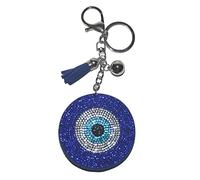 Popfizzy Porte-clés en strass pour femme, breloques de sac à main pour sacs à main, porte-clés pour sac à dos de fille, porte-clés en cristal, Mauvais œil bleu foncé, 3 inches x 3 inches x 0.5 inches