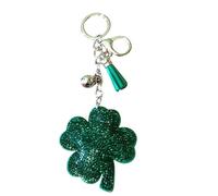 Popfizzy Porte-clés en strass pour femme, porte-clés de voiture, porte-clés bling, breloques mignonnes pour sacs à main, Trèfle vert (argenté), taille unique