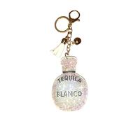 Popfizzy Porte-clés en strass pour femme, porte-clés de voiture, porte-clés de voiture, breloques de sac à main, porte-clés de sac, Bouteille de tequila (doré), Large