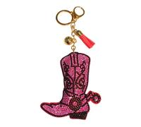 Popfizzy Porte-clés en strass pour femmes et filles, breloque de sac à main, breloque scintillante, breloques de sac à dos, cadeaux pour femmes, Botte de cowgirl rose (doré), Large