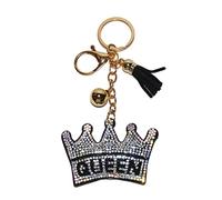 Popfizzy Porte-clés en strass pour femmes et filles, pendentif de portefeuille scintillant, cadeaux d'anniversaire pour elle, porte-clés sac à dos, pendentif de sac, couronne reine (doré), taille