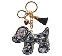 Popfizzy Porte-clés en strass pour femmes et filles, porte-clés bling bling pour sac à dos, breloques de sac à main, porte-clés étincelant, cadeau amusant, Dalmatien (doré), taille unique