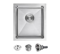 POPFLY Évier encastrable de 38,1 x 43,2 cm, calibre 18, en acier inoxydable 304, cuve simple, fait à la main, petit évier brossé de 15,2 cm de profondeur