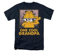 popfunk Garfield Father's Day One Cool Grandpa Unisex T Shirt, Navy, Bleu Marine, 3XL Mixte